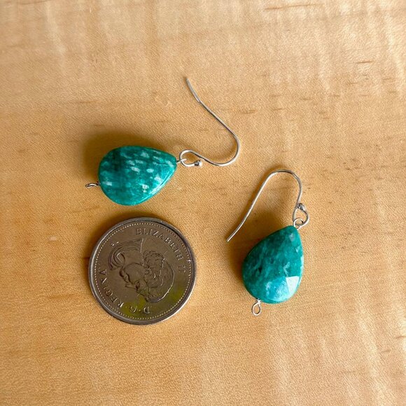 Amazonite and Sterling Silver Earrings Beautiful Deep Colour - Picture 5 of 5